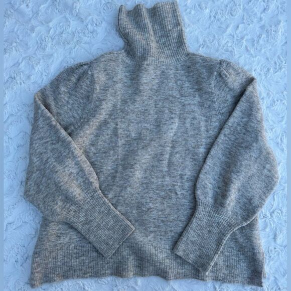 FRAME Swingy Turtleneck Sweater Oatmeal Alpaca Wool - Picture 8 of 10